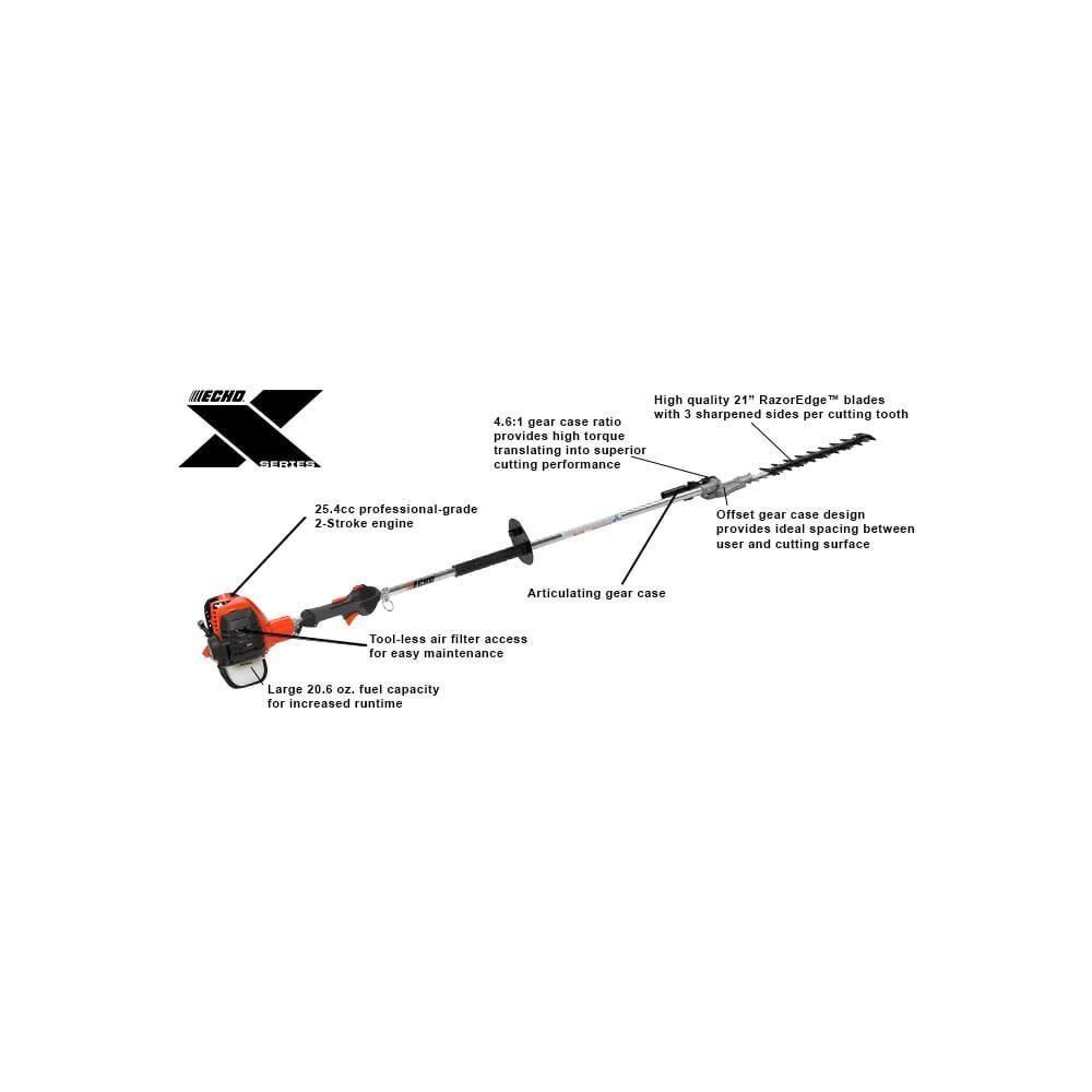 X Series 2-Stroke Gas Powered Articulating Shafted Hedge Trimmer 25.4cc HCA-2620S