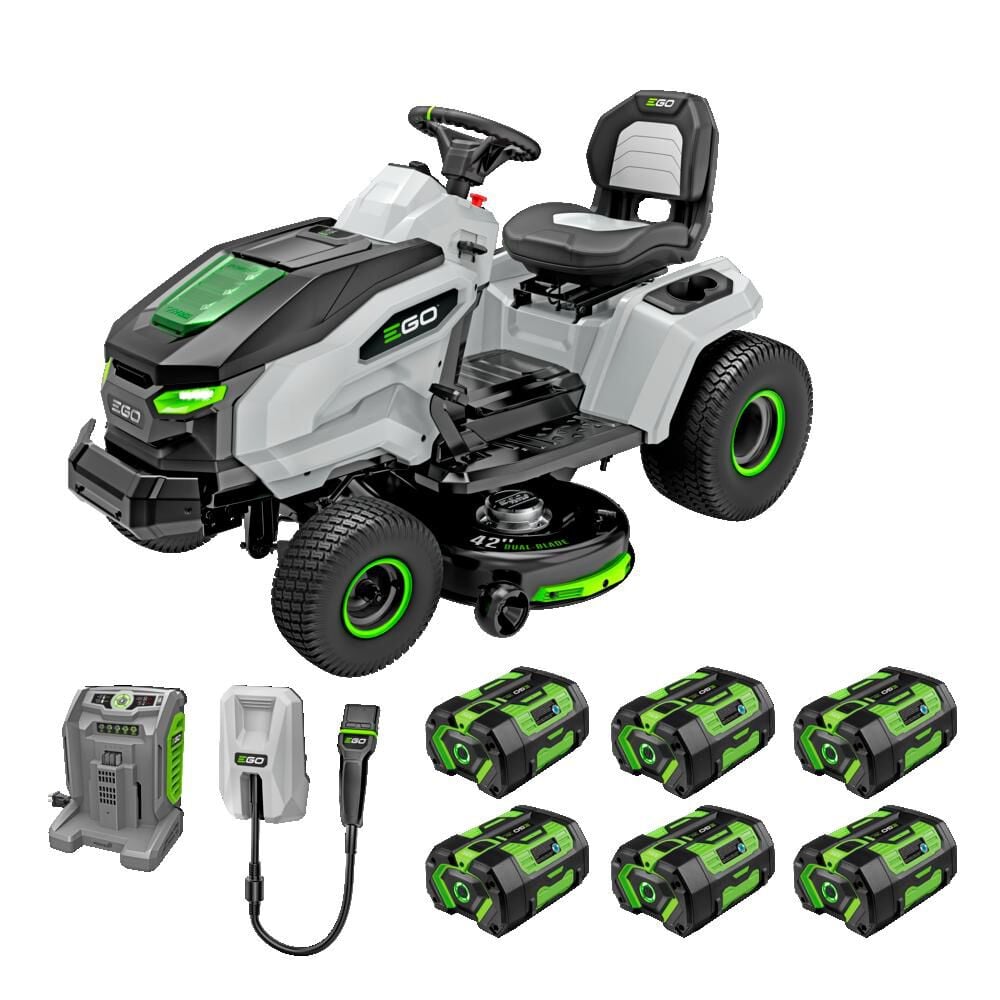 POWER+ T6 42-in 56-volt Lithium Ion Electric Riding Lawn Mower with (6) 6 Ah Batteries (Charger Included) TR4204