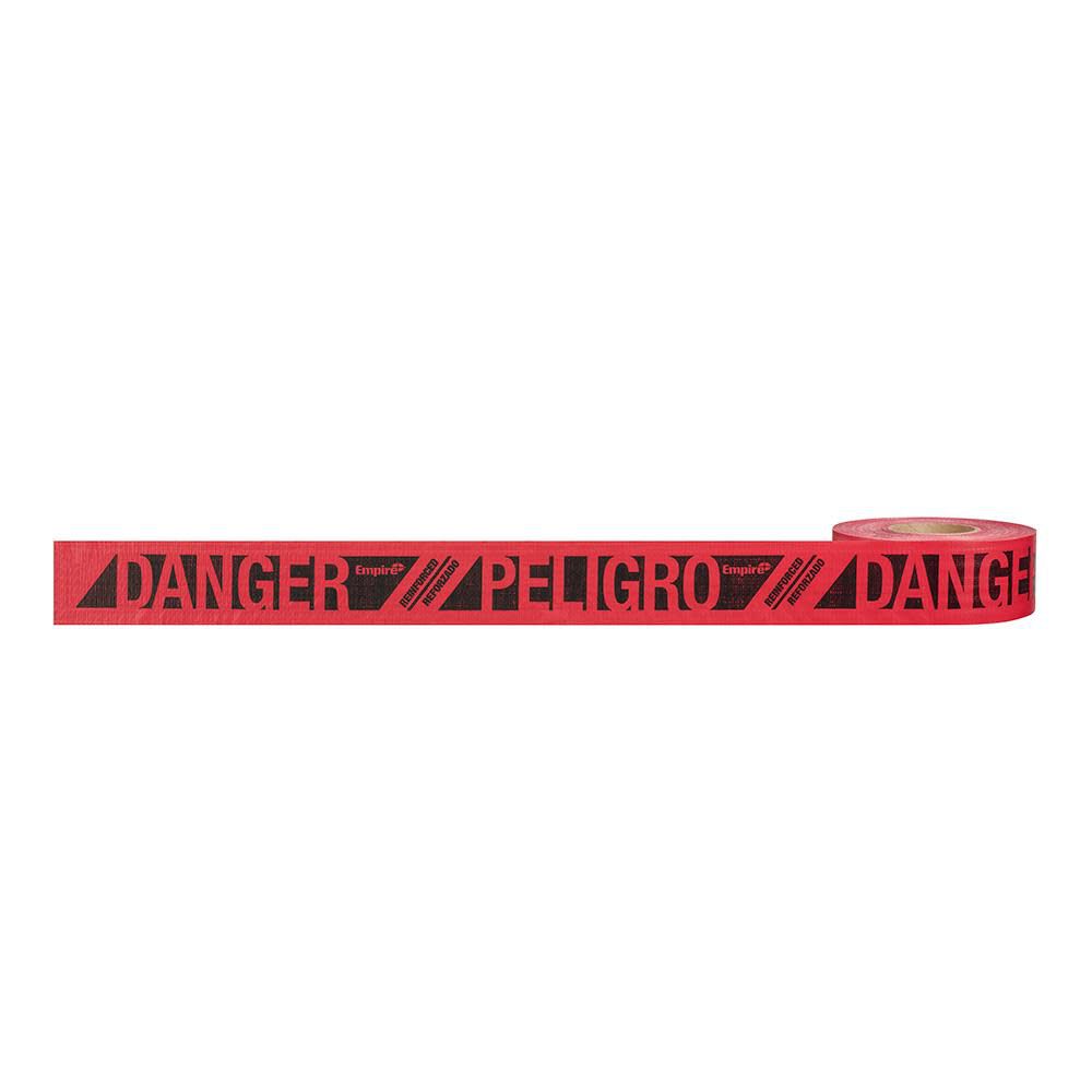 Level 500 ft. Reinforced Red Barricade Tape - Danger/Peligro 76-0604