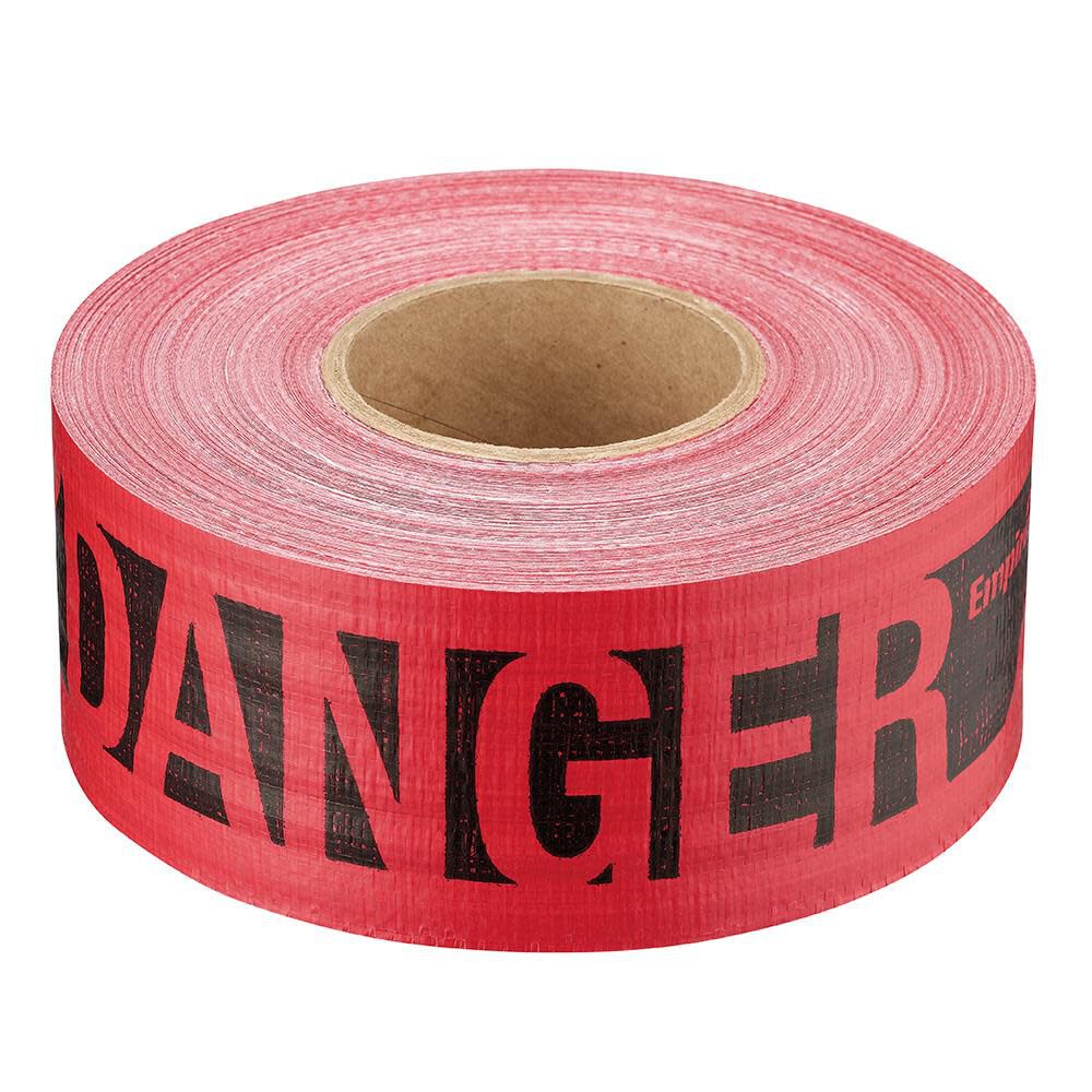 Level 500 ft. Reinforced Red Barricade Tape - Danger/Peligro 76-0604