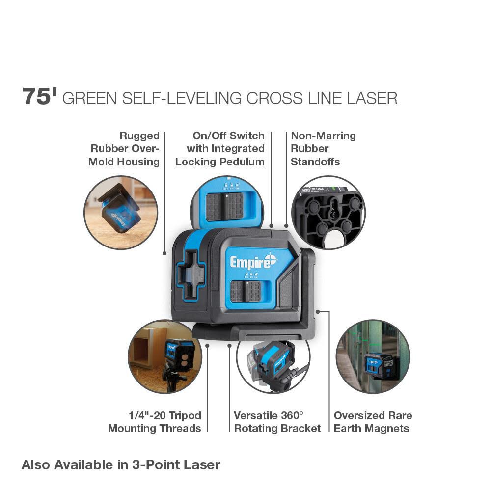 75' Green Self-Leveling Cross Line Laser ELGC