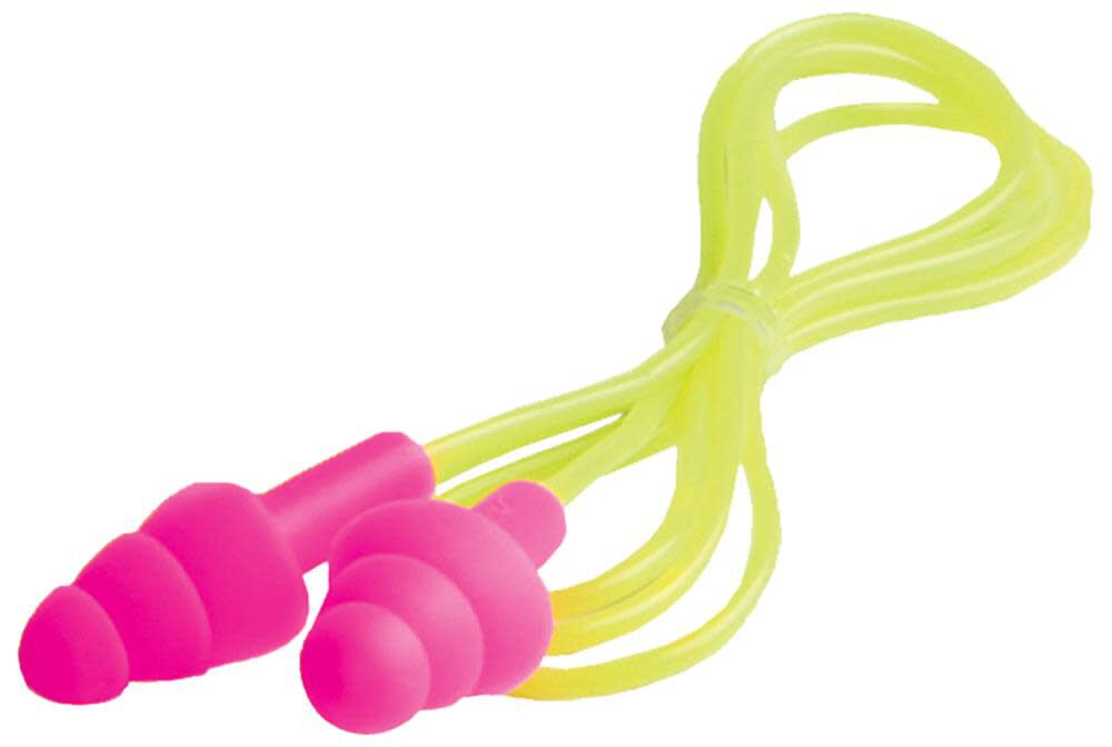 Reusable Corded Earplugs in Hi Viz Pink 100 pair/box ERB-04C 14397