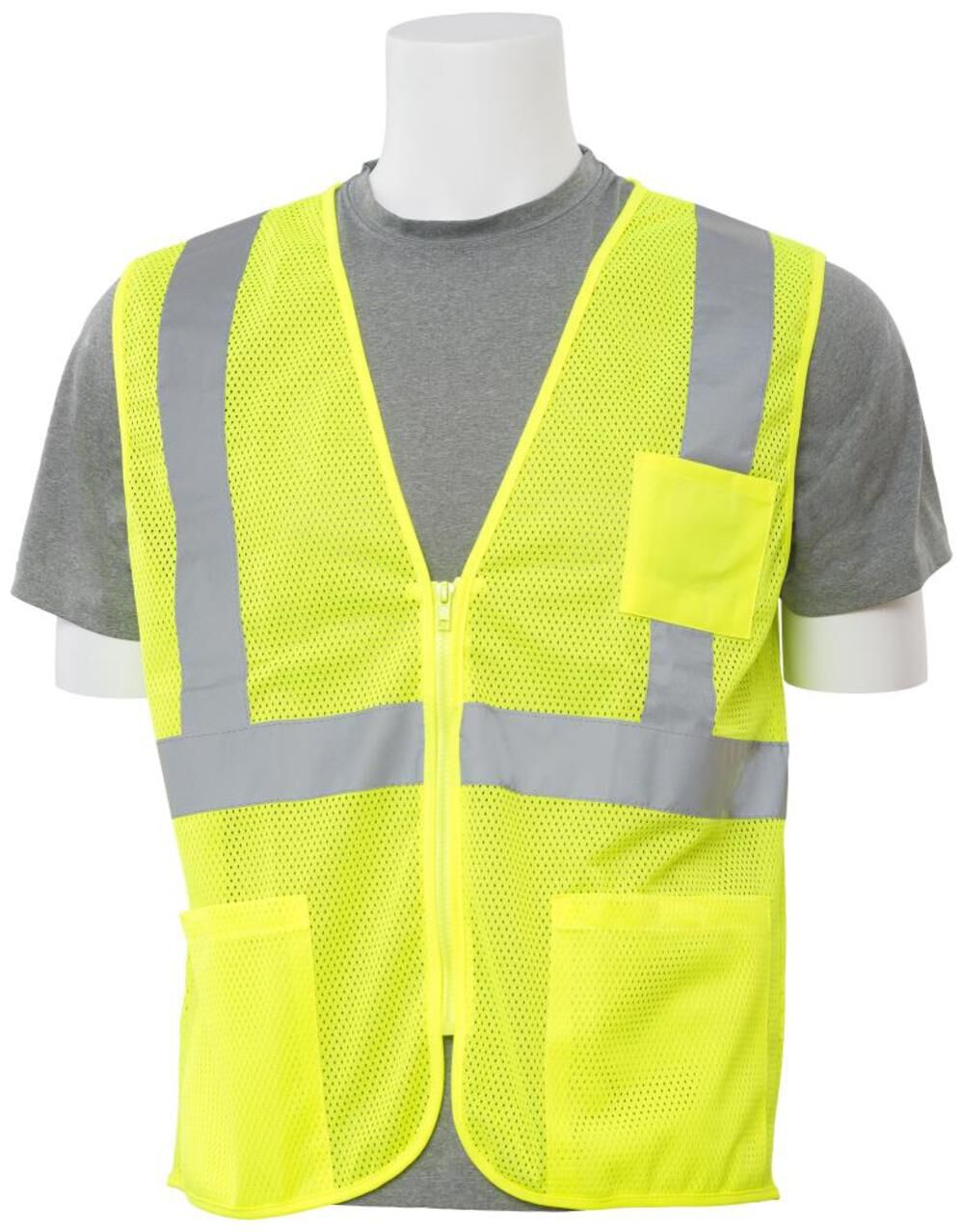 S363P Class 2 Mesh Vest 4 Pockets Hi Viz Lime 2X 61650