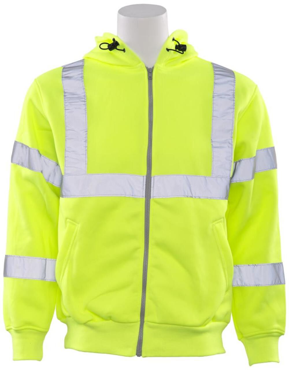 W375 Class 3 Hi Viz Lime Zippered Sweatshirt 2X 61528