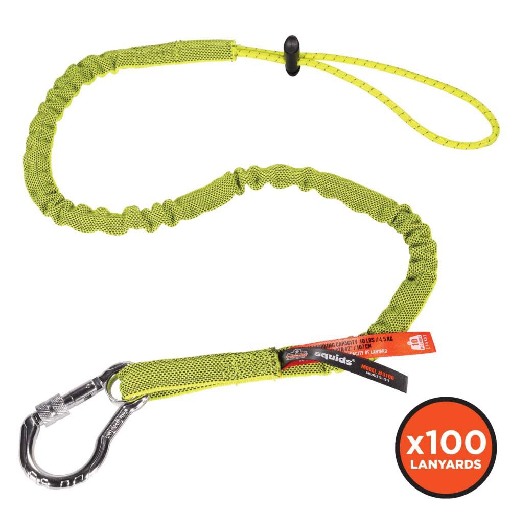 3100 Standard Lime Single Carabiner Tool Lanyard 100pk 19205