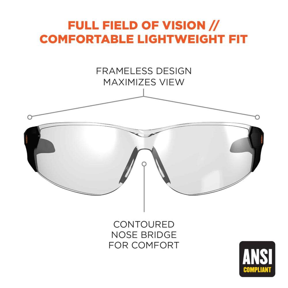 Anti Fog Safety Glasses Indoor/Outdoor Lens Frameless 59183