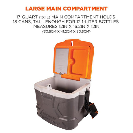 Chill Its 5170 Industrial Hard Sided Cooler 17 Quart Single Orange & Gray 13170
