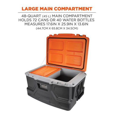 Chill Its 5171 Industrial Hard Sided Cooler 48 Quart Single Orange & Gray 13171