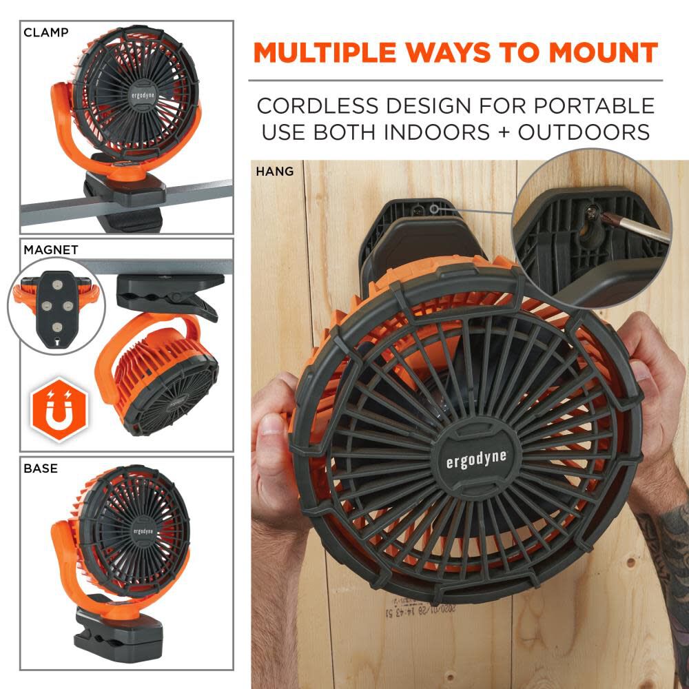 Chill-Its 6090 Orange Rechargeable Portable Jobsite Fan 12800