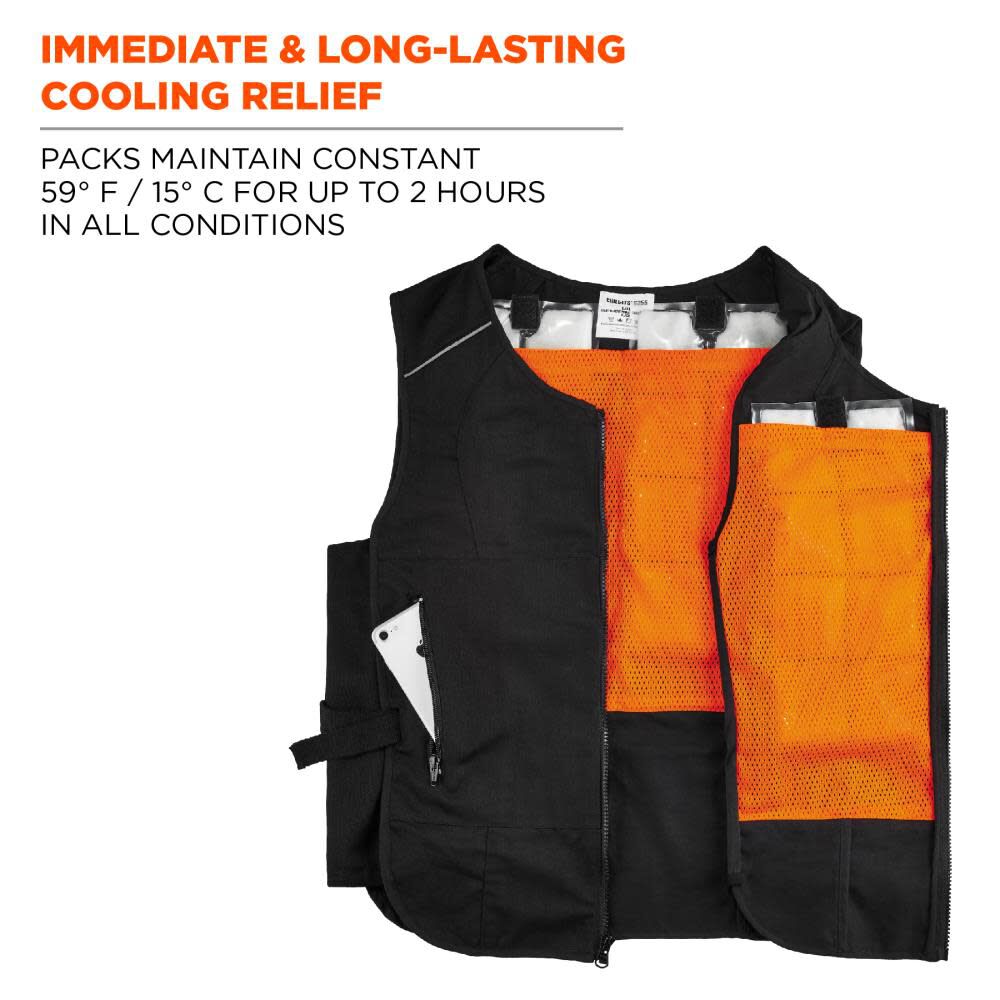 Chill Its 6260 Lightweight Phase Changing Cooling Vest with Rechargeable Ice Packs, Black, L/XL 12135