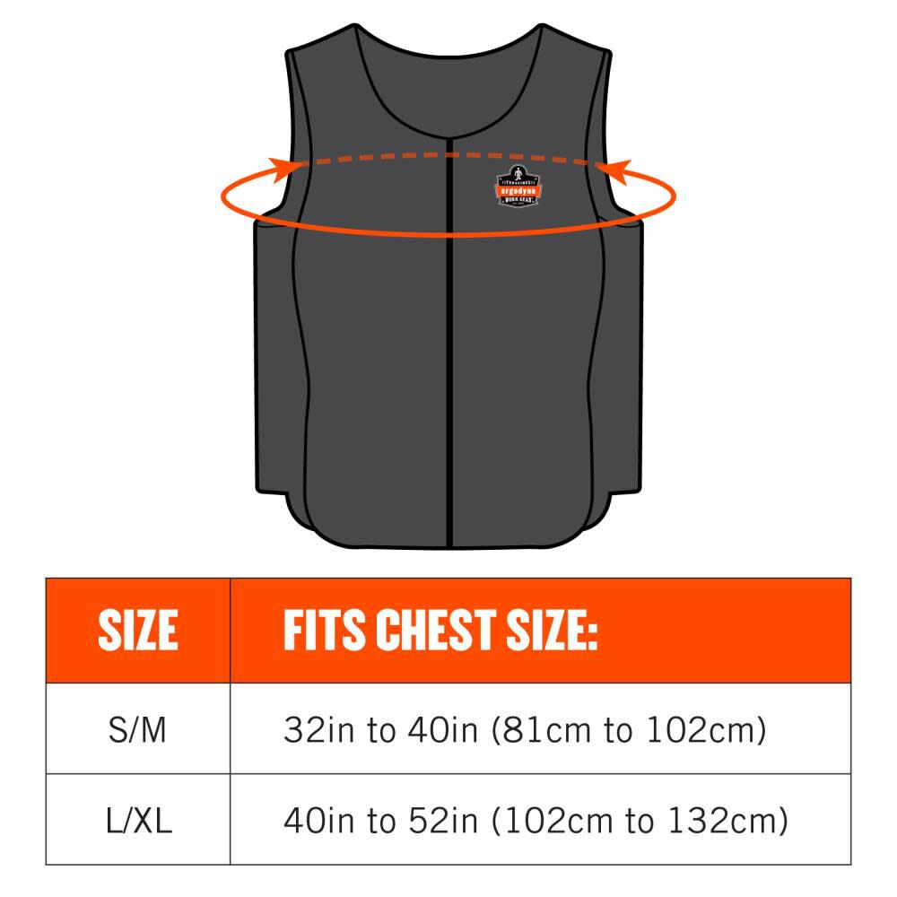 Chill Its 6260 Lightweight Phase Changing Cooling Vest with Rechargeable Ice Packs, Black, L/XL 12135