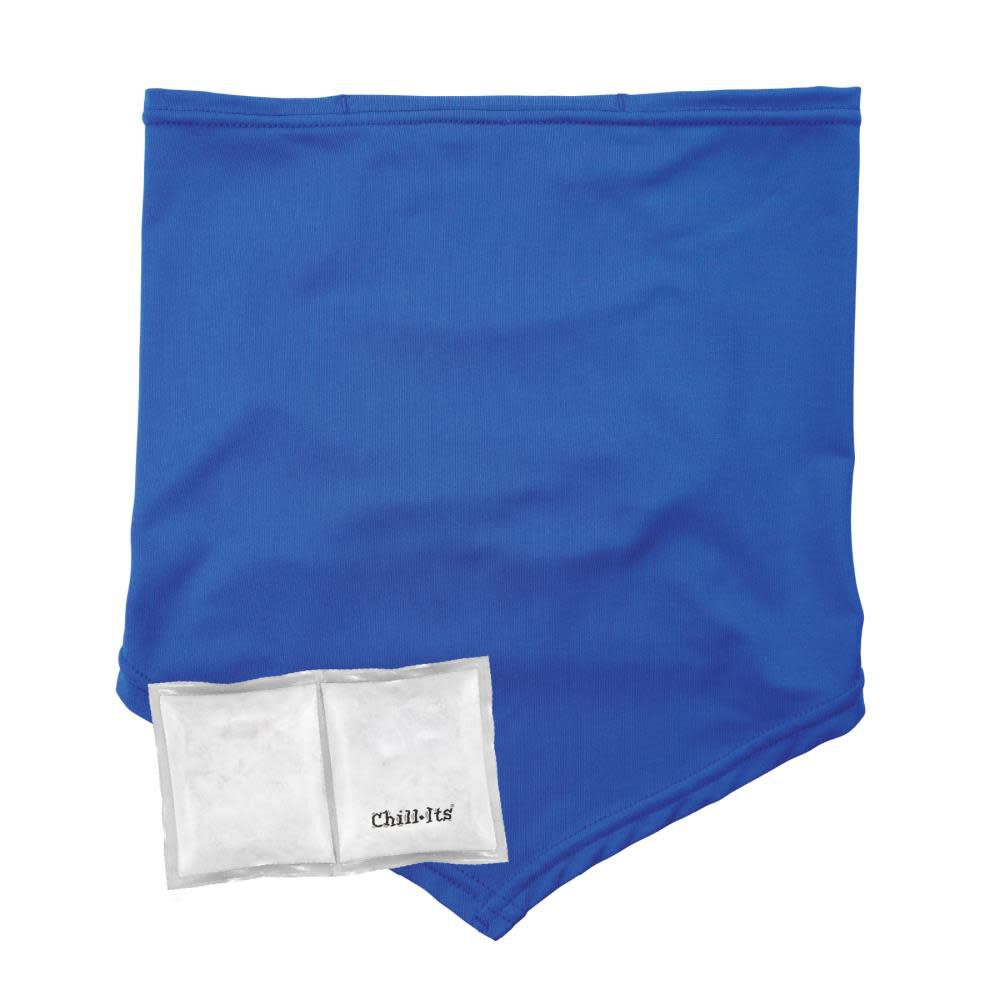 Chill Its 6482 Cooling Neck Gaiter Bandana with Pocket Blue & Ice Packs 42135