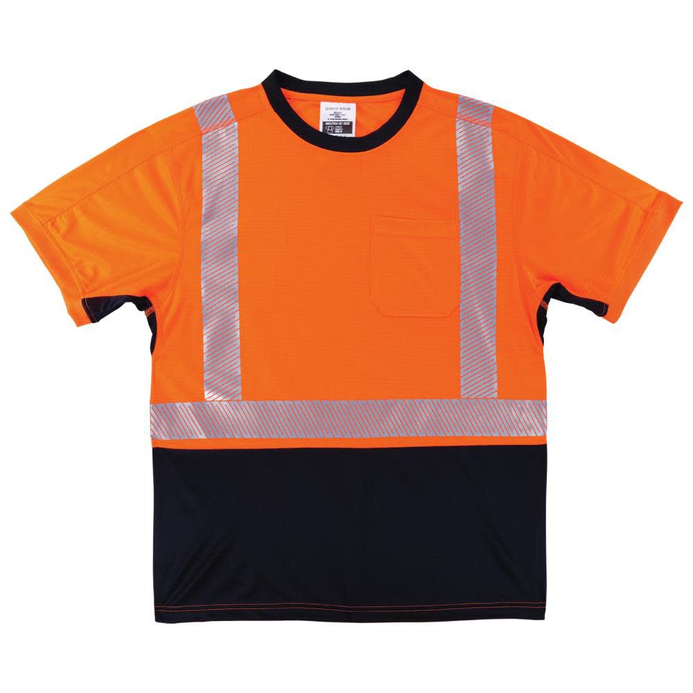 GloWear 8283BK Performance Hi Vis T Shirt Black Bottom Orange 2X 23516