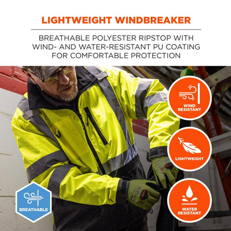 GloWear 8351 Jacket Windbreaker Water Resistant Orange Hi Vis 2X 23436