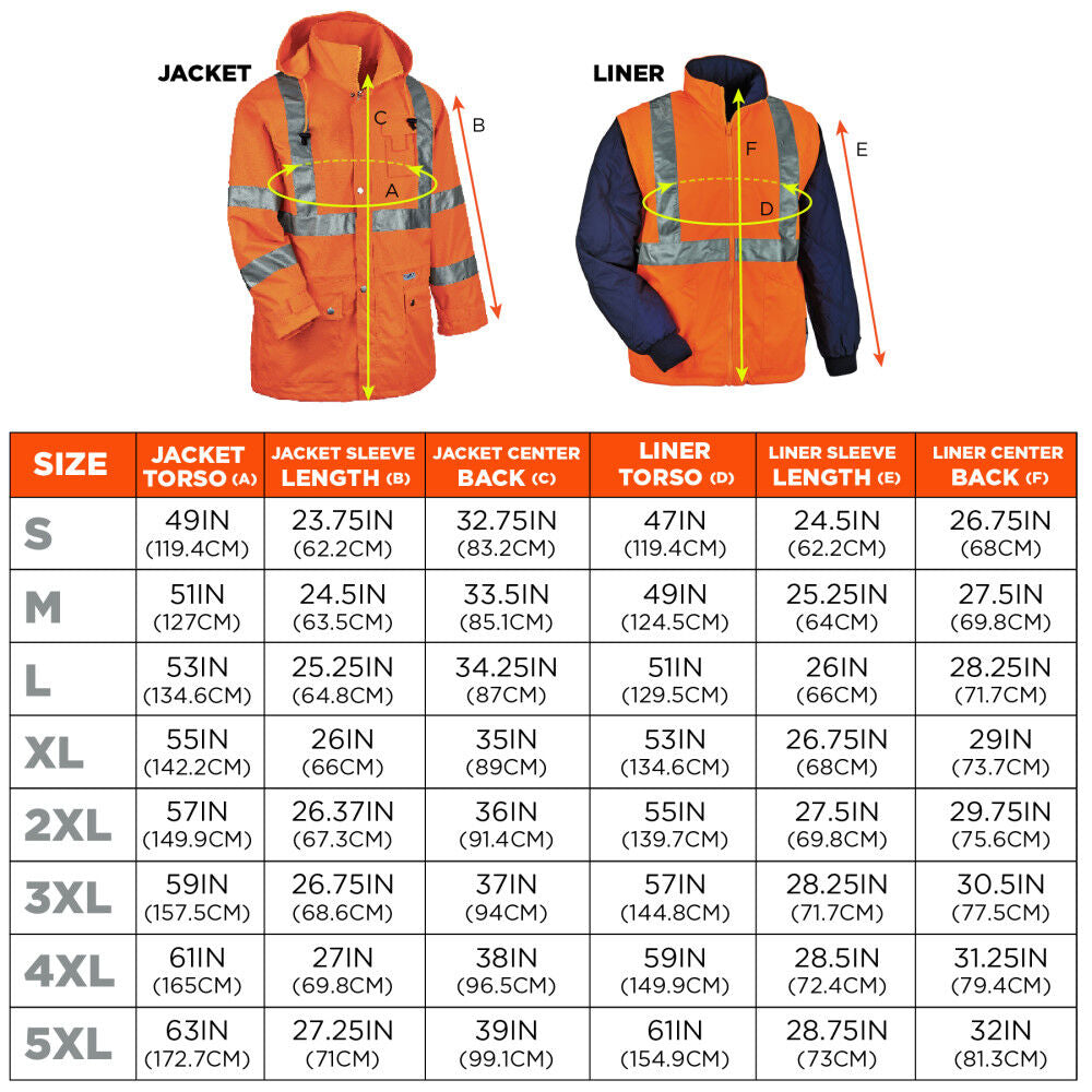 GloWear 8365 4-in-1 Class 3 Jacket - 5XL Oragne 24379