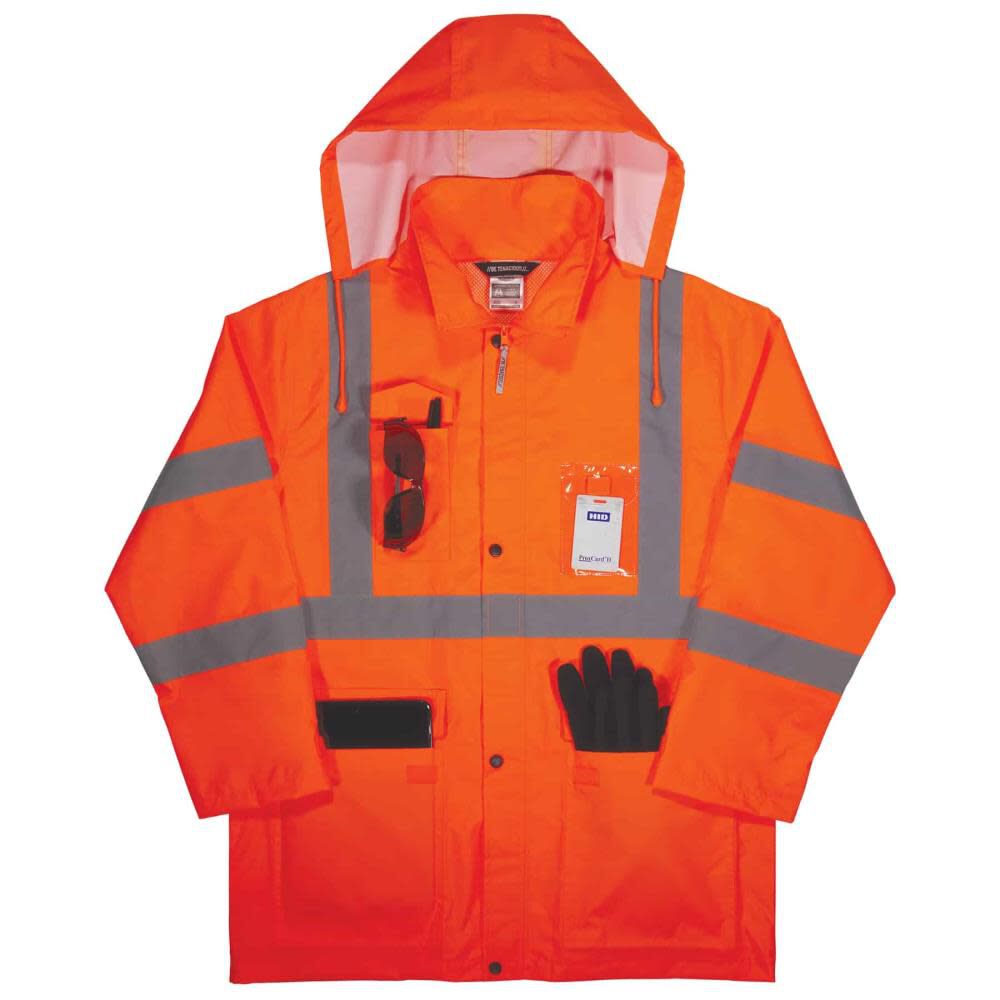 GloWear 8366 Lightweight Hi Vis Rain Jacket Orange Large 24364