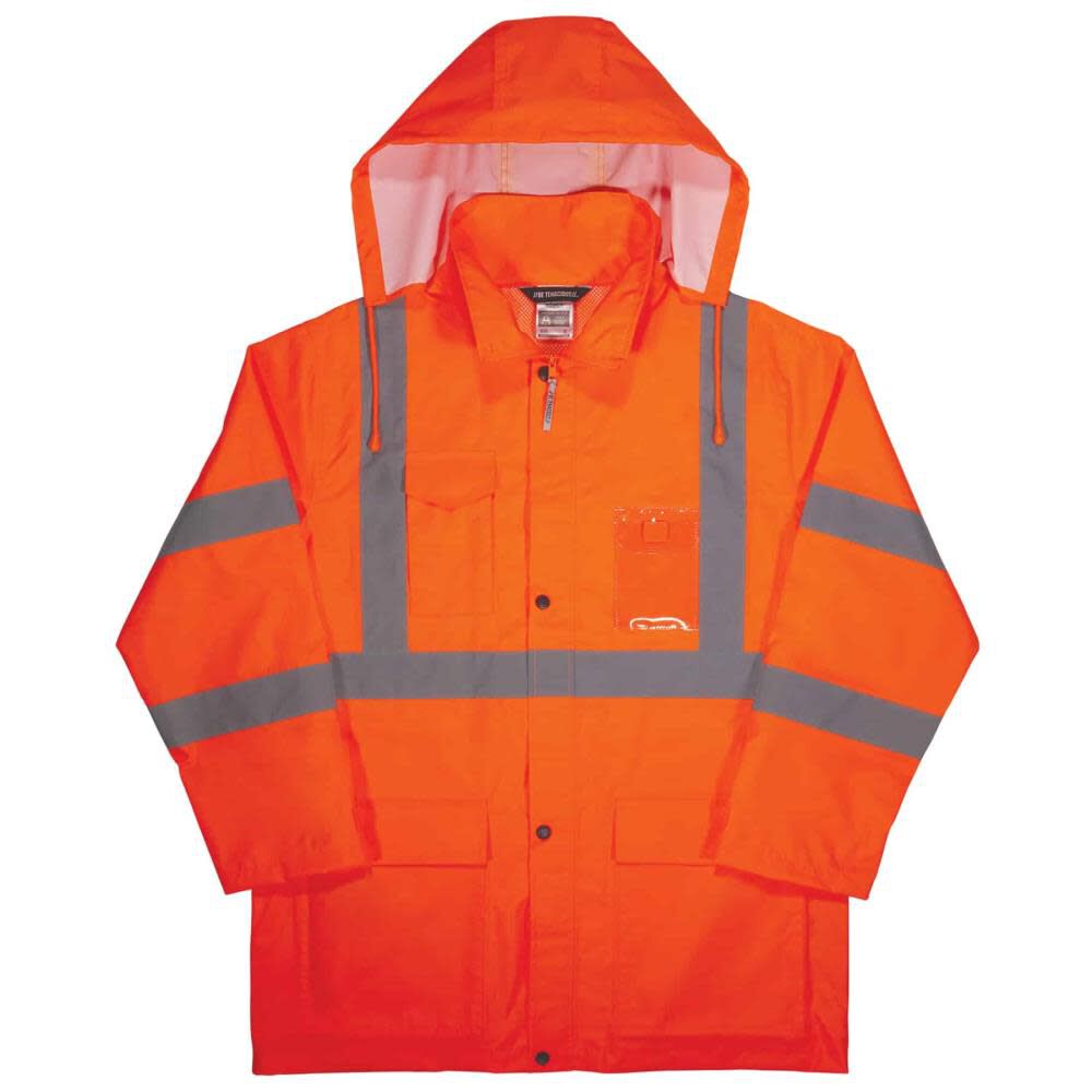 GloWear 8366 Lightweight Hi Vis Rain Jacket Orange Large 24364