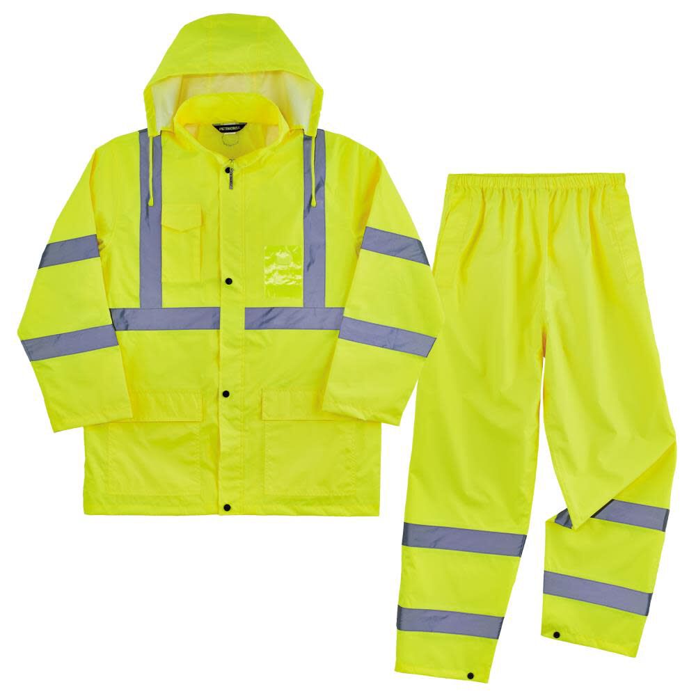 GloWear 8376K Lightweight Rain Suit Lime Large 25434