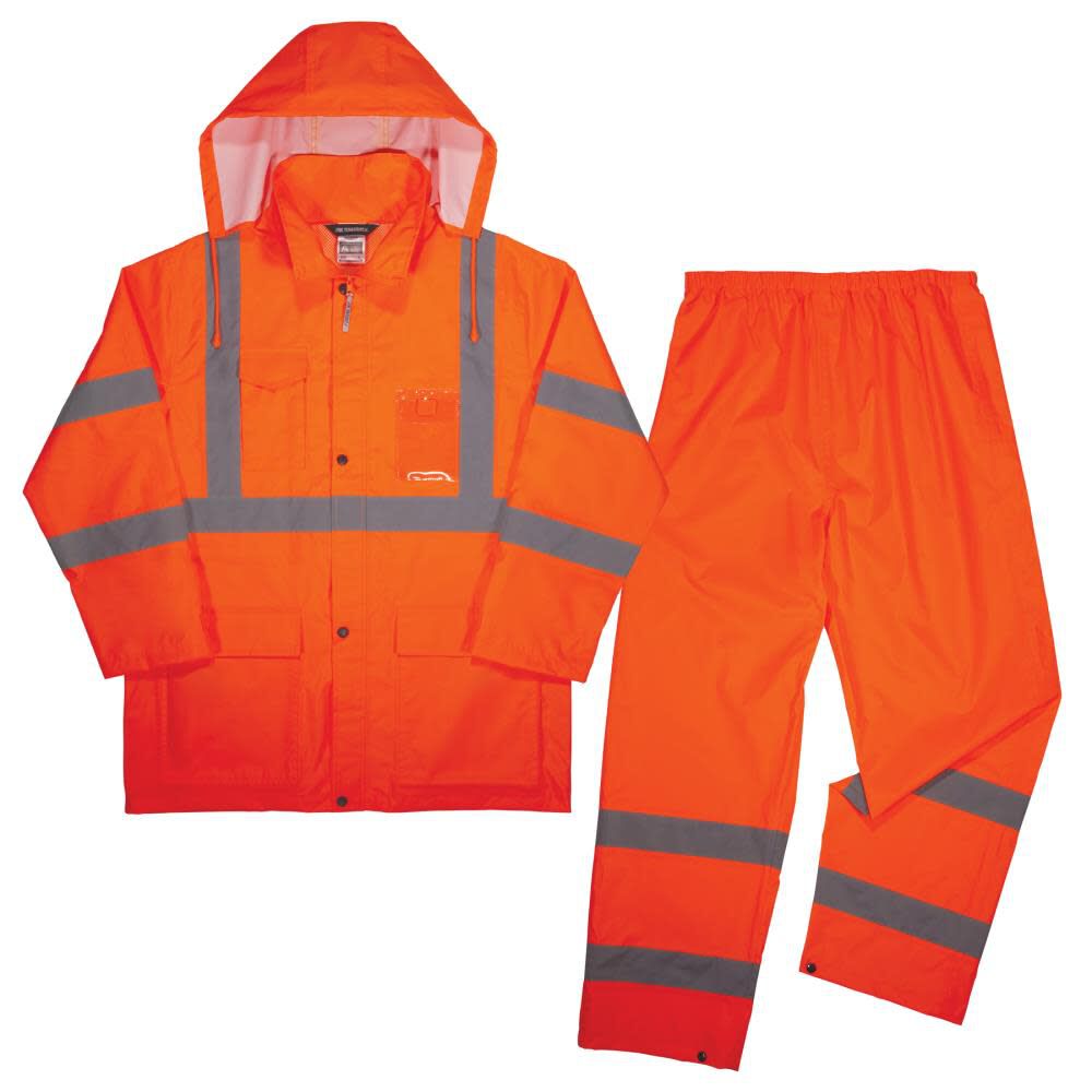 GloWear 8376K Lightweight Rain Suit Orange Large 25334