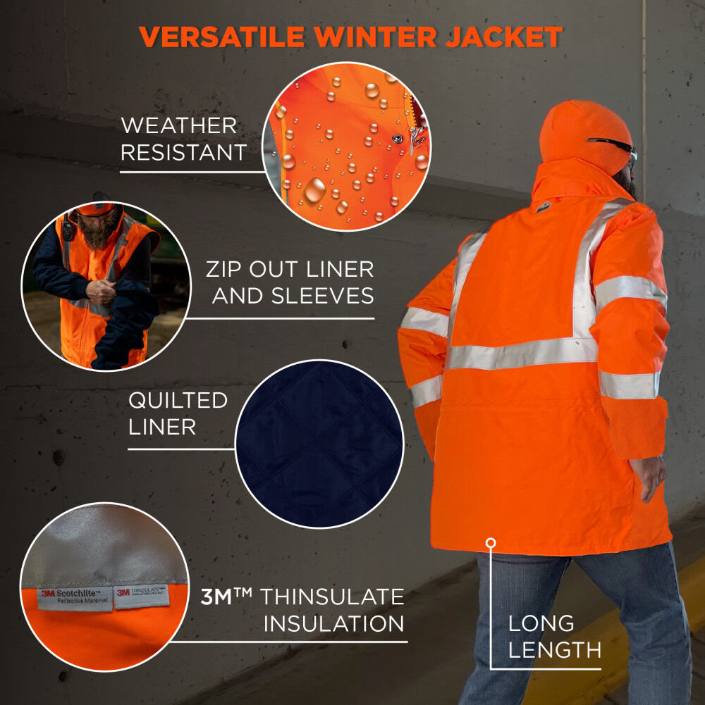 GloWear 8385 Class 3 4-in-1 Jacket 2XL Orange 24376