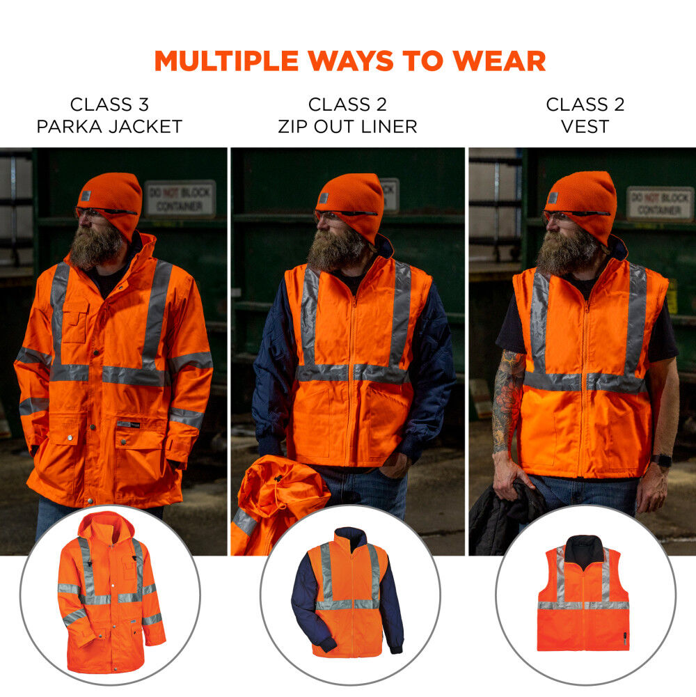 GloWear 8385 Class 3 4-in-1 Jacket 2XL Orange 24376