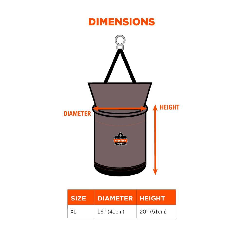 Hoist Bucket with Swiveling Carabiner XL Gray 15976