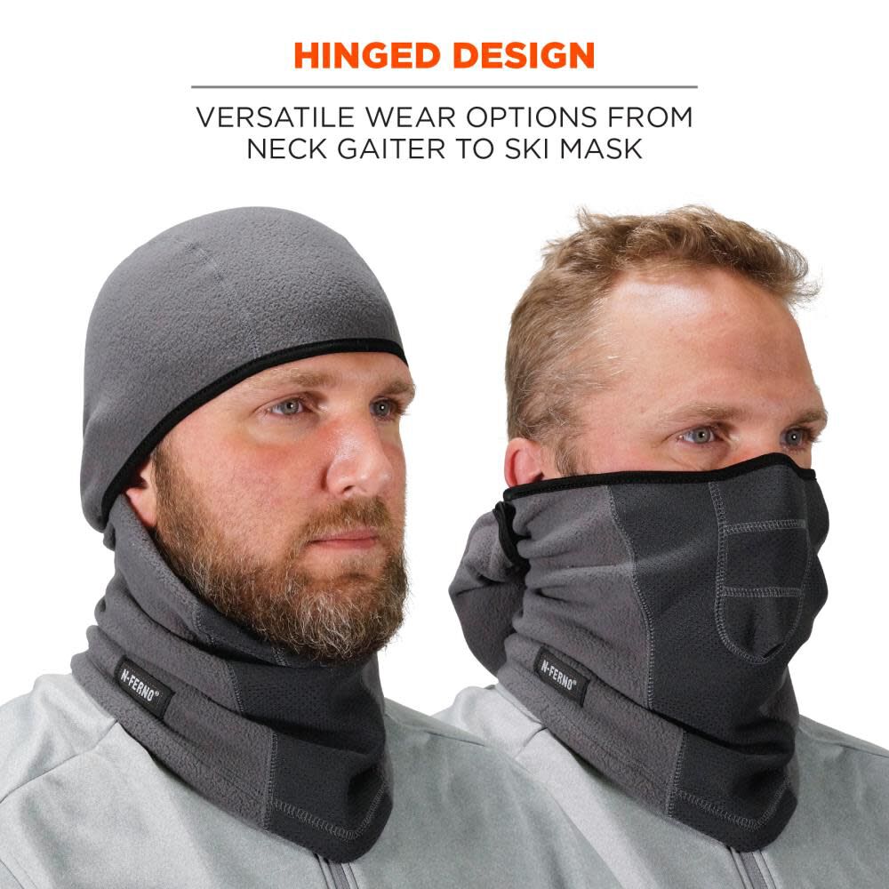 N Ferno 6823 Balaclava Face Mask Windproof Hinged Gray 16835