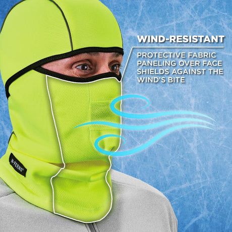 N Ferno 6823 Balaclava Face Mask Windproof Hinged Lime 16834