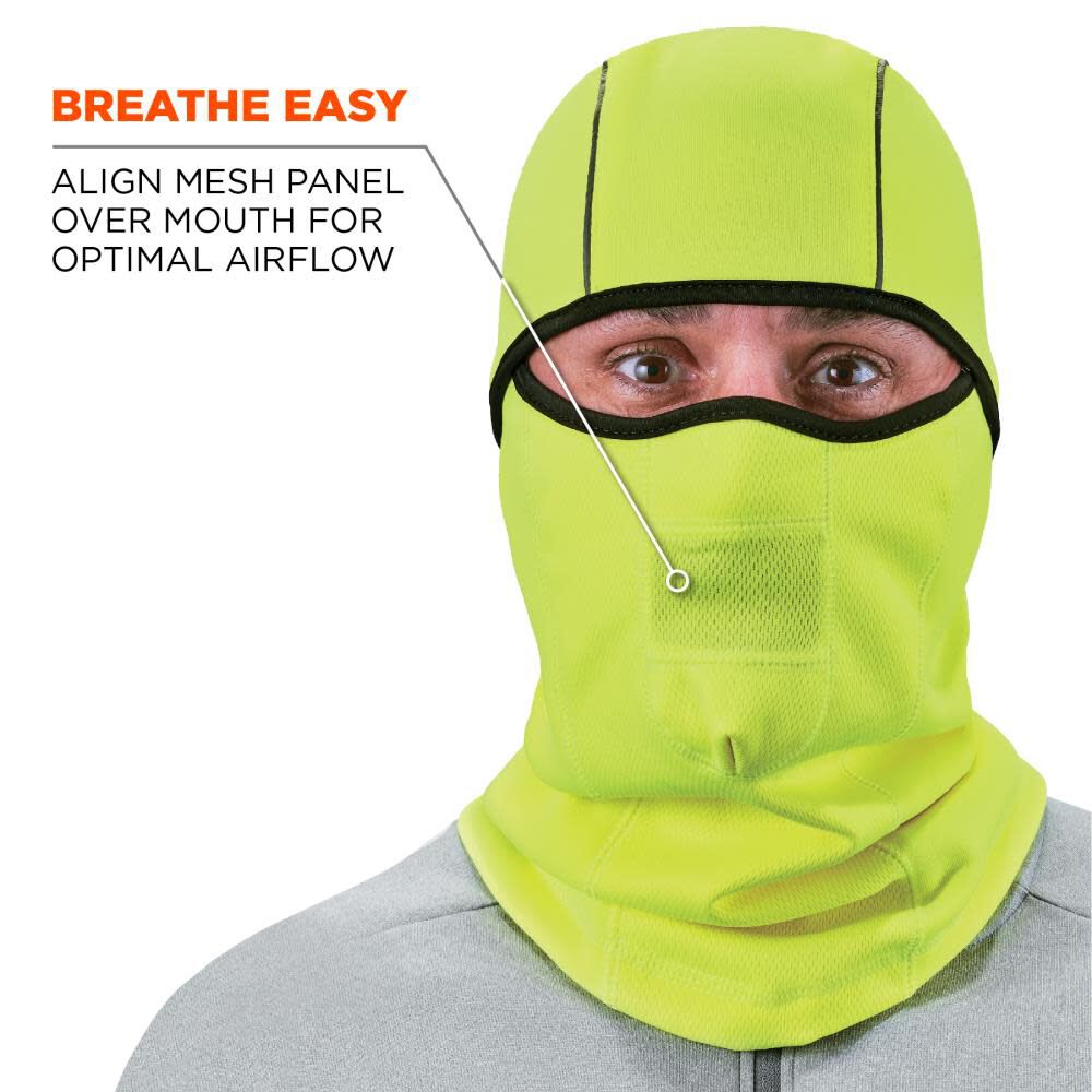 N Ferno 6823 Balaclava Face Mask Windproof Hinged Lime 16834