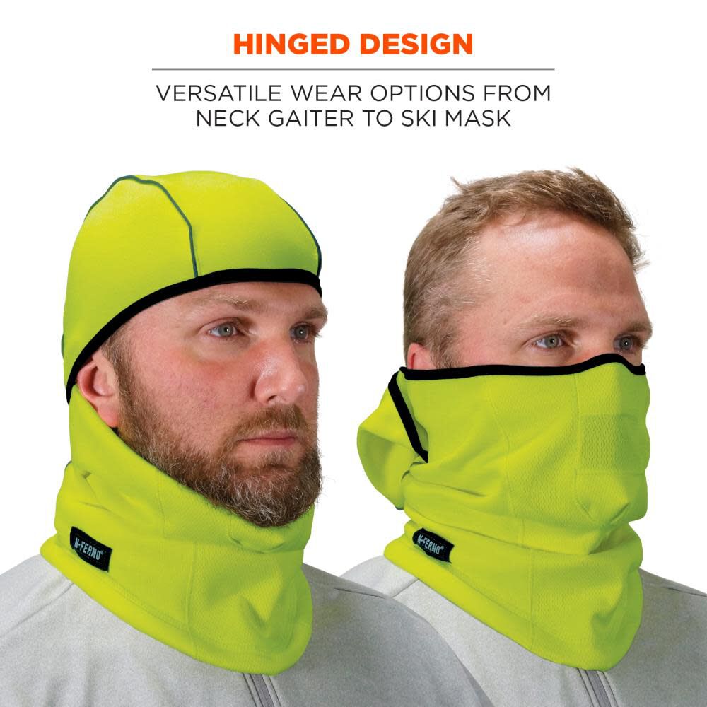 N Ferno 6823 Balaclava Face Mask Windproof Hinged Lime 16834