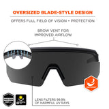 Polarized Safety Glasses, Matte Black Frame, Smoke Lens 55063E