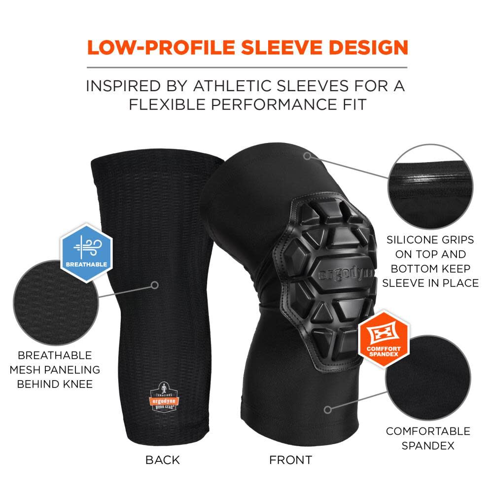 ProFlex 550 Padded Knee Sleeve 3 Layer Foam Cap Black L/XL 18552