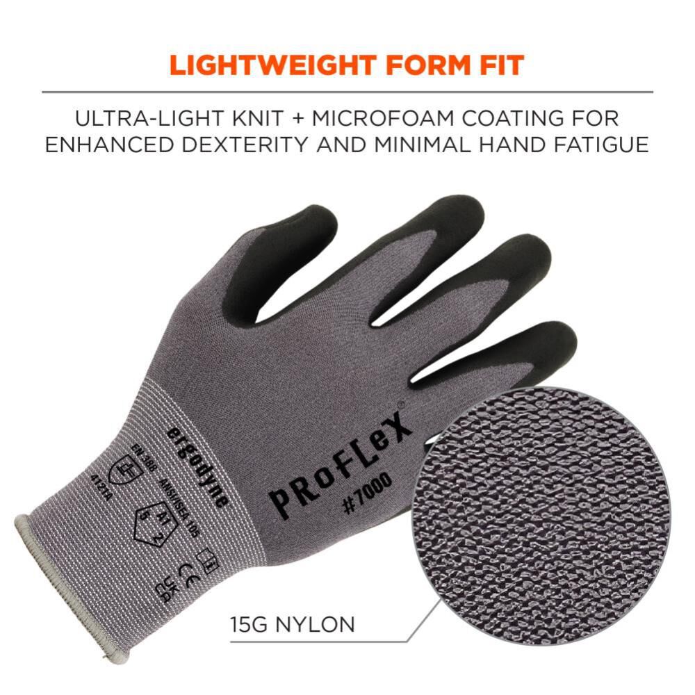 ProFlex 7000 Nitrile Coated Gloves Microfoam Palm Large Gray 10374