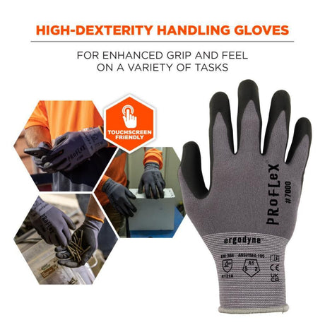 ProFlex 7000 Nitrile Coated Gloves Microfoam Palm Small Gray 10372