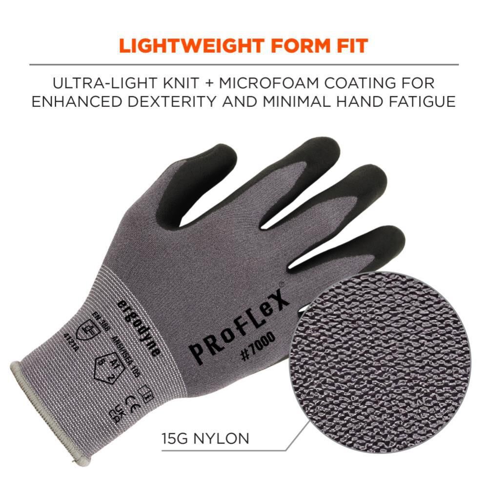 ProFlex 7000 Nitrile Coated Gloves Microfoam Palm Small Gray 10372