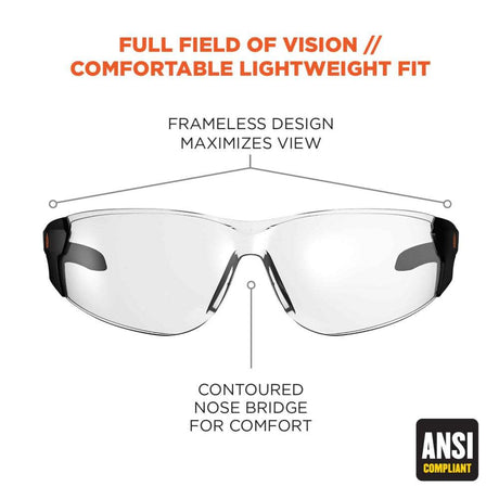 Safety Glasses Anti Fog Clear Lens Frameless 59103