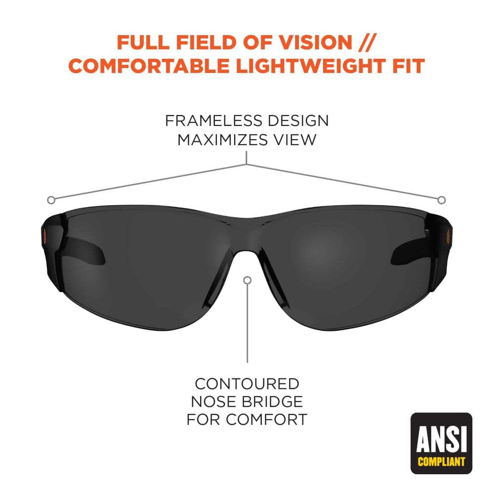 Safety Glasses Smoke Lens Frameless 59130