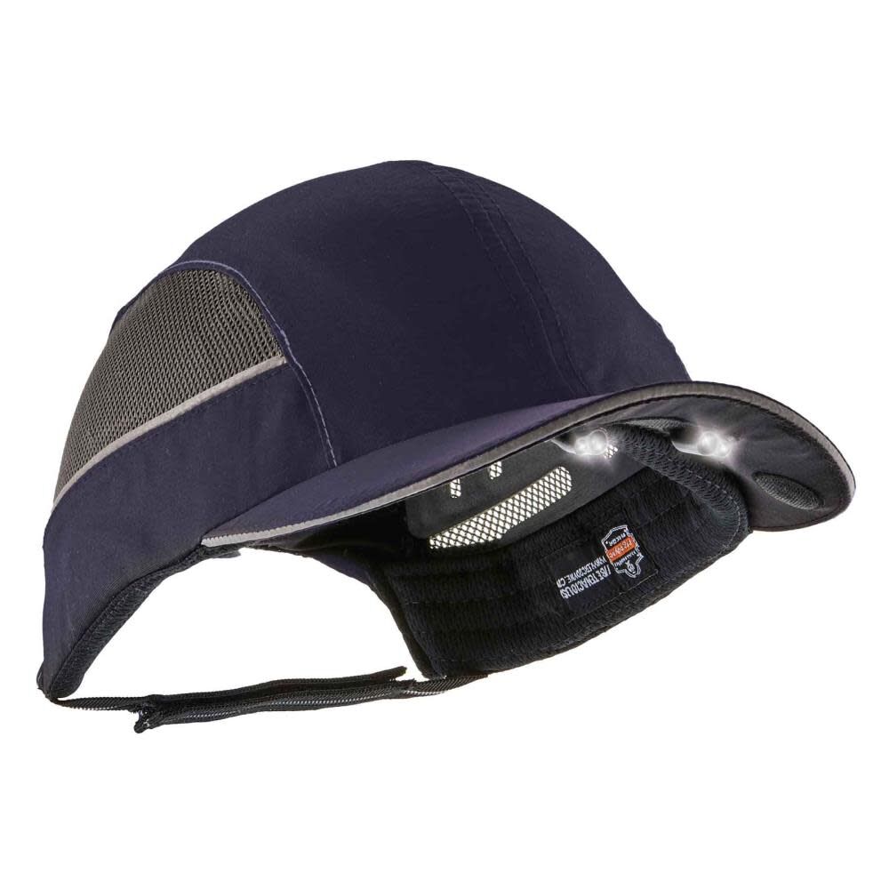 Skullerz 8960 Bump Cap Hat Short Brim Navy with LED Lighting Technology 23373