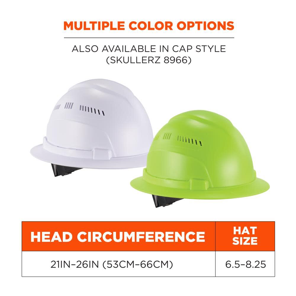 Skullerz 8968 Lime Lightweight Full Brim Hard Hat Vented Class C 60228