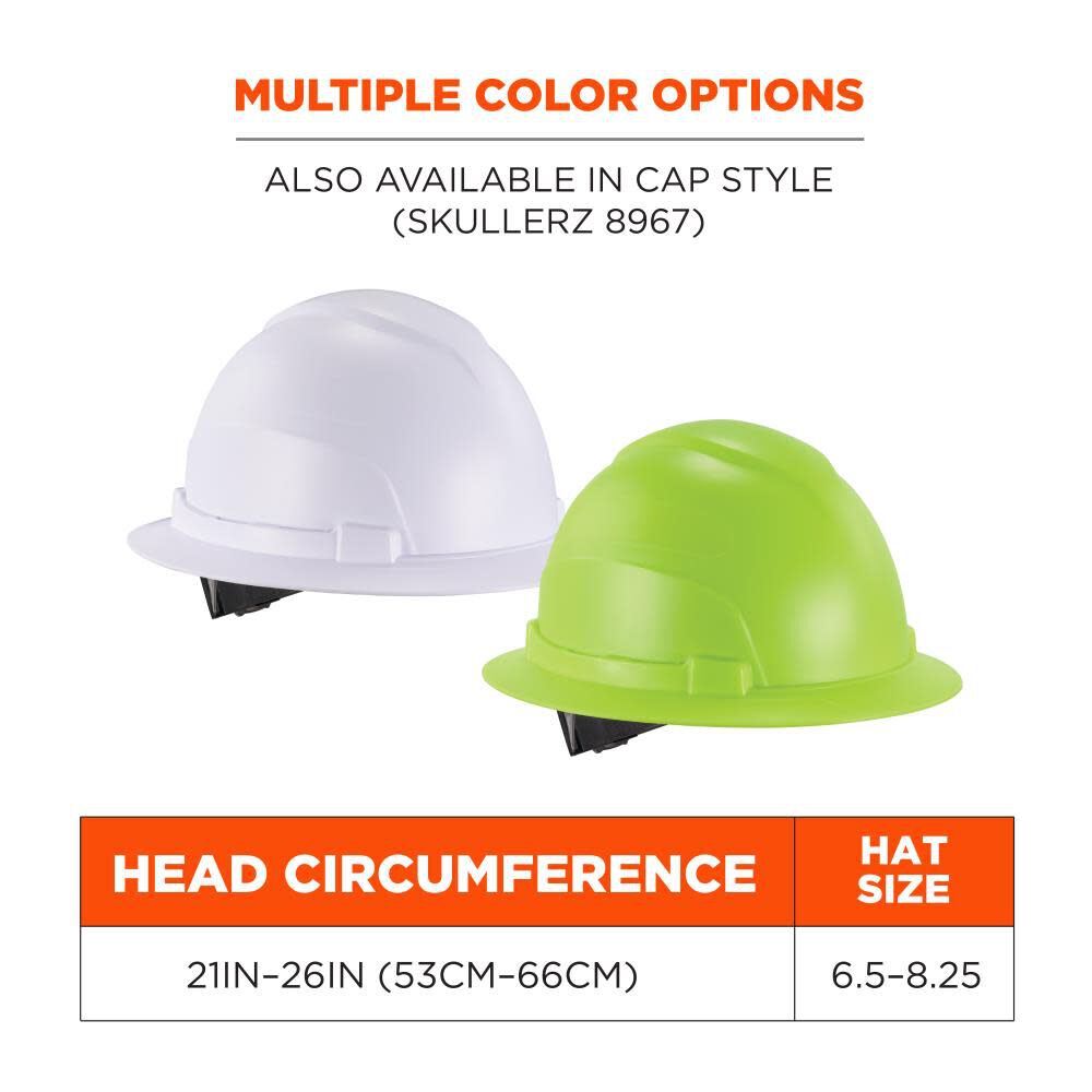 Skullerz 8969 White Lightweight Full Brim Hard Hat Class E 60229