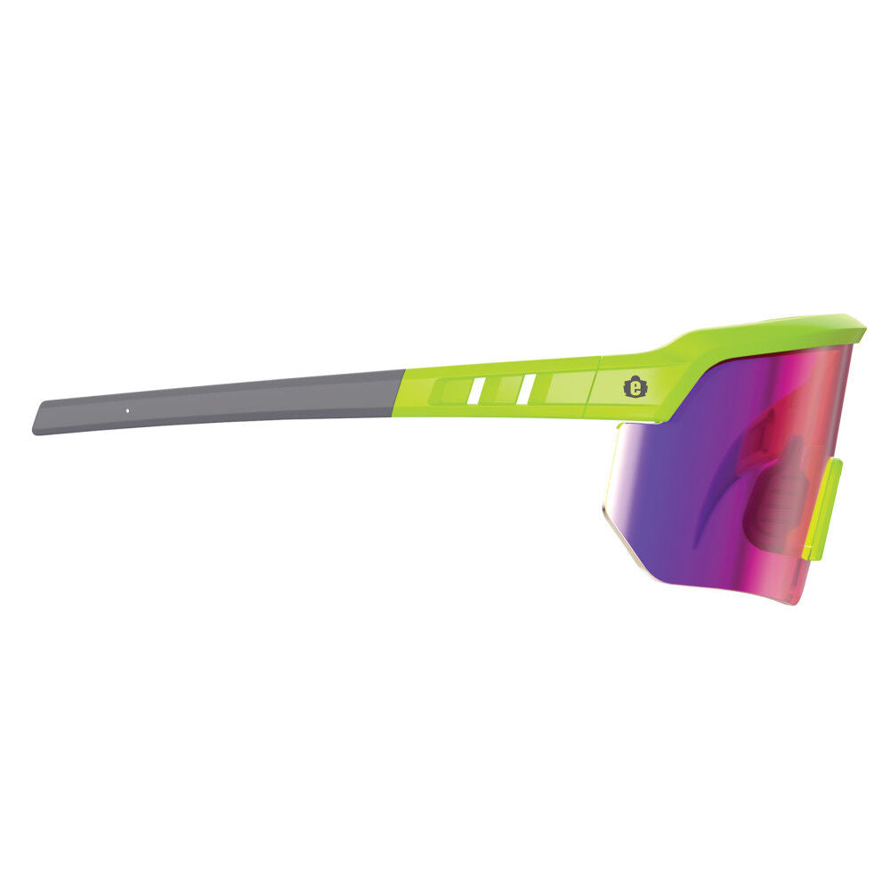 Skullerz AEGIR Polarized Mirrored Safety Glasses, Lime Frame, Purple Lens 55061