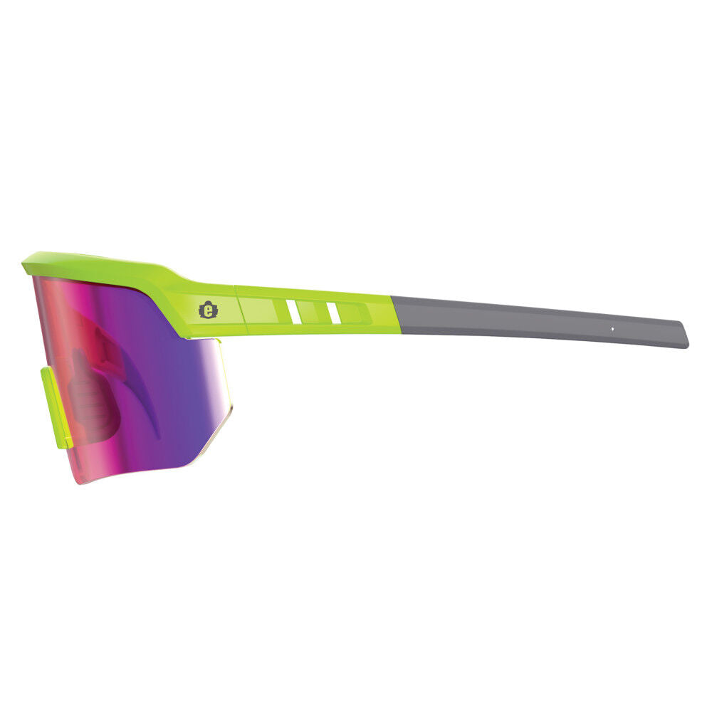 Skullerz AEGIR Polarized Mirrored Safety Glasses, Lime Frame, Purple Lens 55061