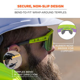 Skullerz AEGIR Polarized Mirrored Safety Glasses, Lime Frame, Purple Lens 55061