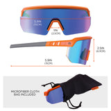 Skullerz AEGIR Polarized Mirrored Safety Glasses, Orange Frame, Blue Lens 55062