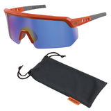 Skullerz AEGIR Polarized Mirrored Safety Glasses, Orange Frame, Blue Lens 55062