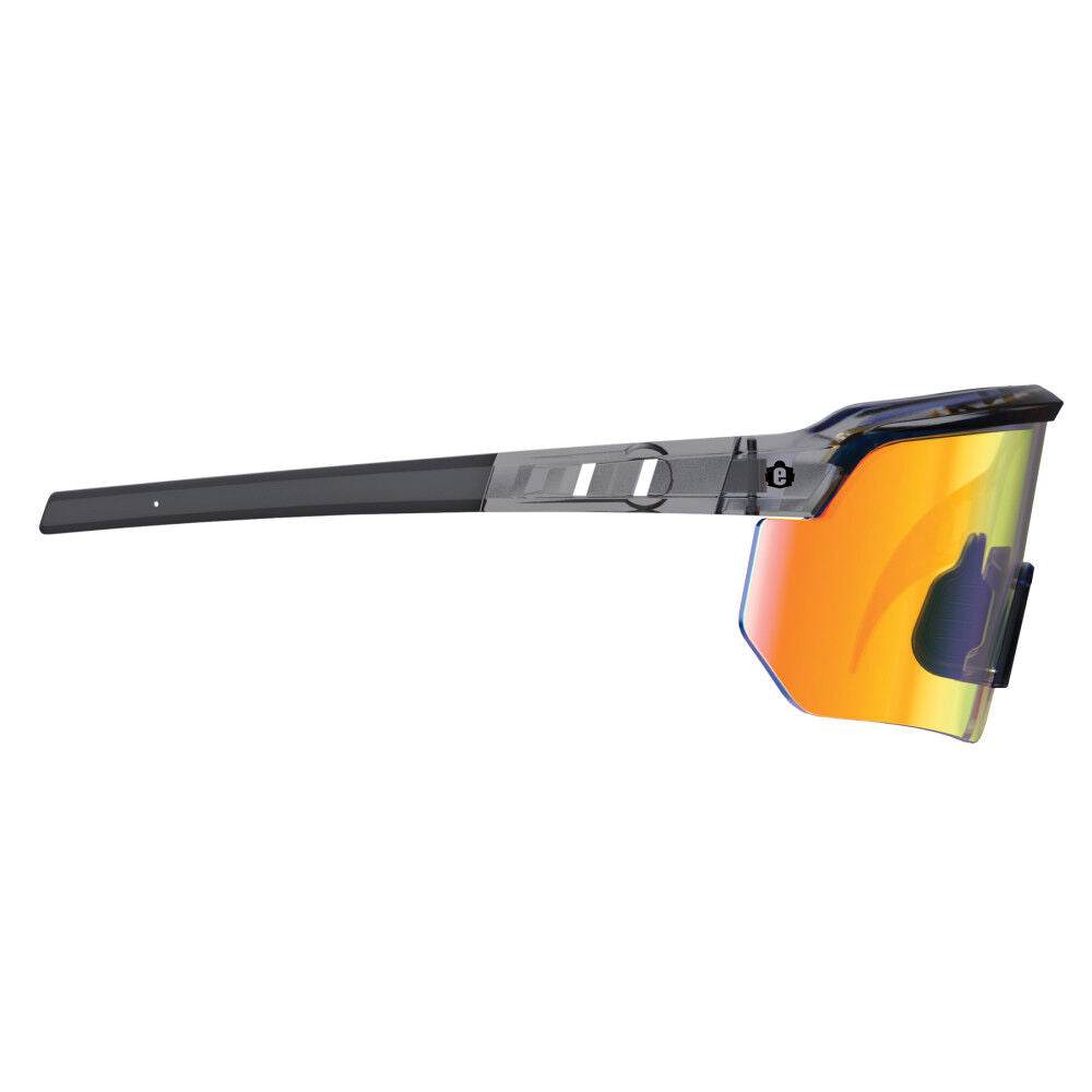 Skullerz AEGIR Polarized Mirrored Safety Glasses, Smoke Frame, Orange Lens 55060