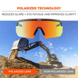 Skullerz AEGIR Polarized Mirrored Safety Glasses, Smoke Frame, Orange Lens 55060