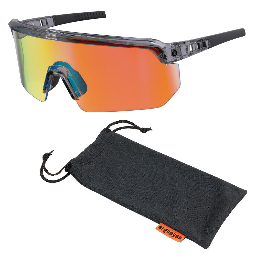 Skullerz AEGIR Polarized Mirrored Safety Glasses, Smoke Frame, Orange Lens 55060