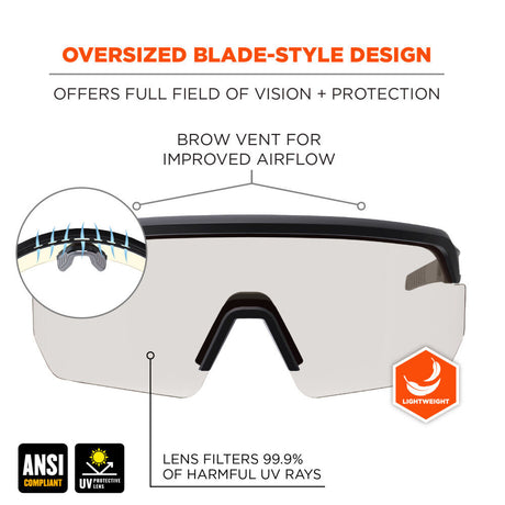 Skullerz AEGIR Safety Glasses In Outdoor Lens Matte Black Frame Anti-Fog 55004