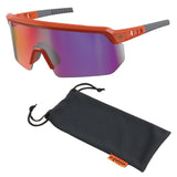 Skullerz AEGIR Safety Glasses, Purple Mirror Lens, Orange Frame Anti-Fog 55020